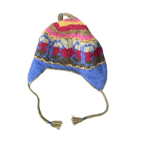 Bolder World Women's Wool Made in Nepal Winter Ski Hat Beanie Ear Flaps Tassels - Picture 3 of 6